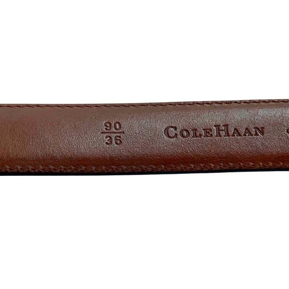 Cole Haan Black Leather Belt Silver Buckle USA Sz 36 - Picture 6 of 8